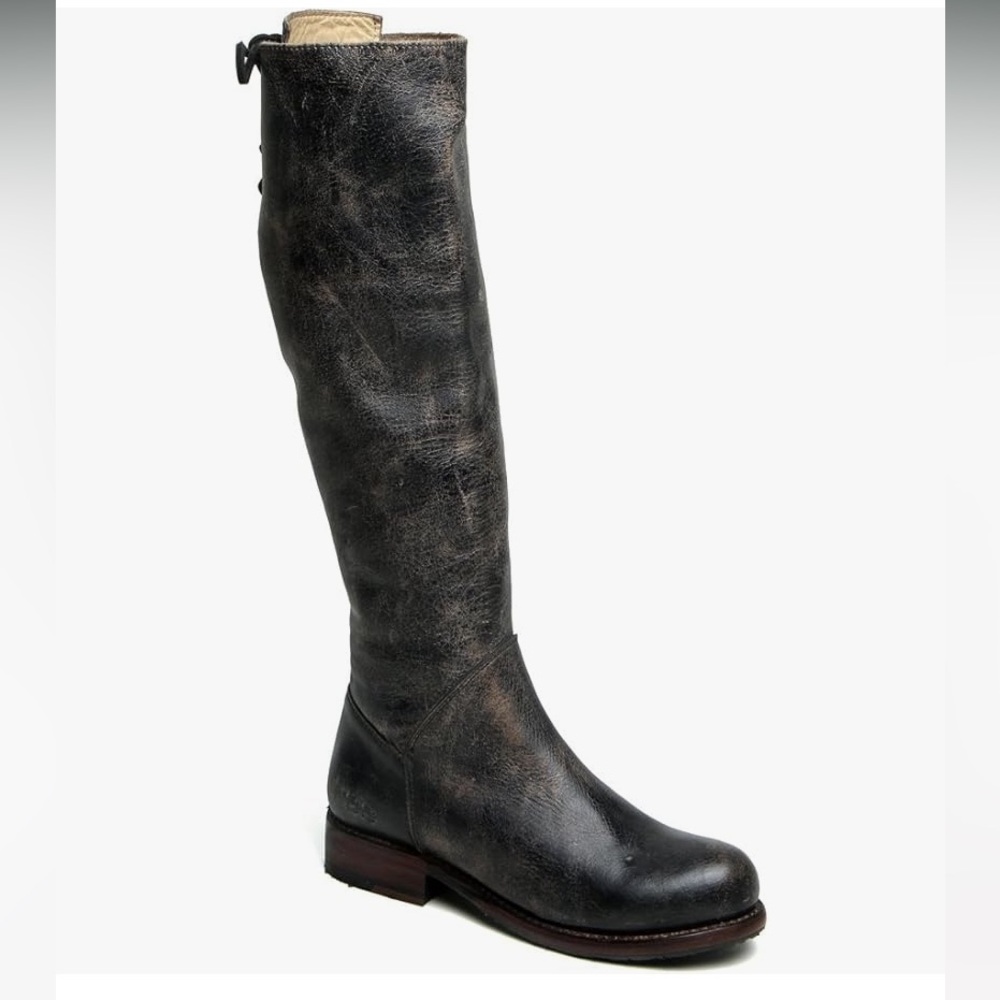BED|STU Women’s Boot Knee High Black Grey Tie Up Women’s Size 8.5 like new